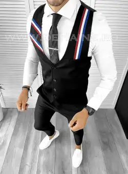 Vesta barbati eleganta slim fit neagra CU MIC DEFECT B8905 M4-1.1