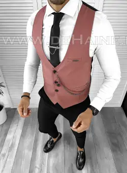 Vesta barbati eleganta slim fit roz B8080 142-6 E