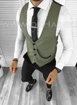 Vesta barbati eleganta slim fit verde B8085 76-4 E