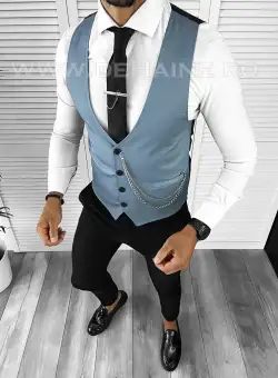 Vesta barbati slim fit albastra B8251 75-4 e/ 131-5