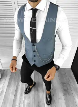Vesta barbati slim fit albastra B8252 142-6 E