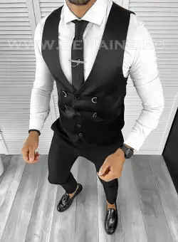 Vesta barbati slim fit neagra B8256 131-5 E