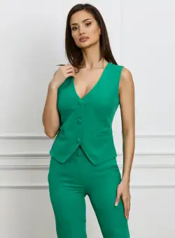 Vesta MBG verde office cu buzunare decorative