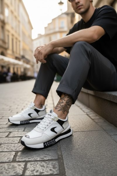 Adidasi barbati casual  albi A105   N9-4