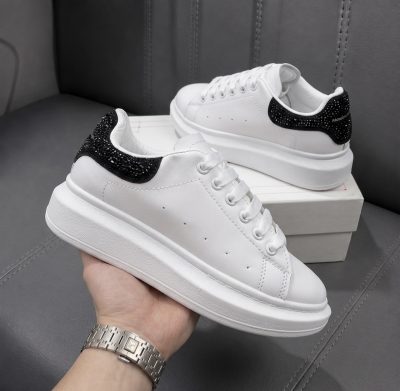 Adidasi dama casual albi cu negru  diamond 111D