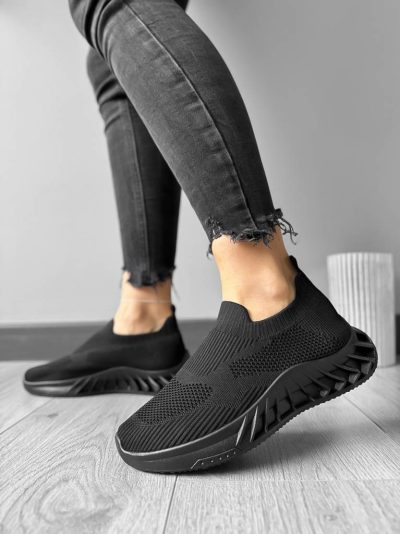Adidasi dama casual din panza  negri 90   N7-2