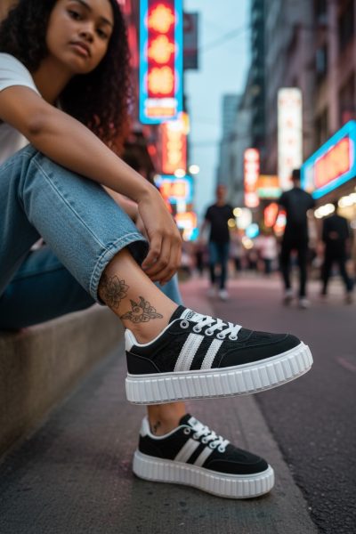 Adidasi dama casual  negri cu alb   LA351 N3-3