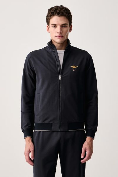 Aeronautica Militare  hanorac cu fermoar pentru bărbați din bumbac cu elastan