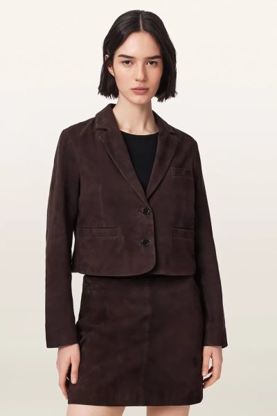 AllSaints  blazer pentru femei din piele întoarsă APTON SUEDE
