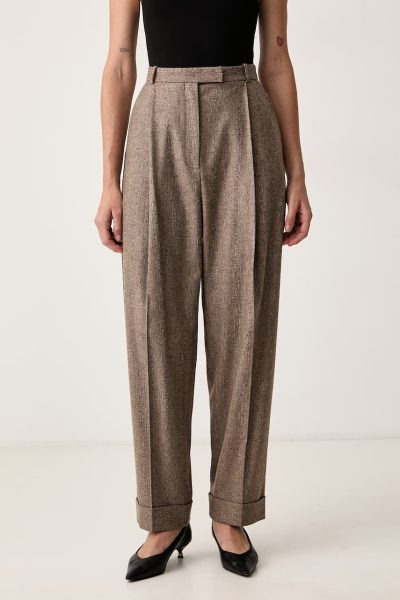 BOSS  pantaloni pentru femei cu amestec de lână Tornara