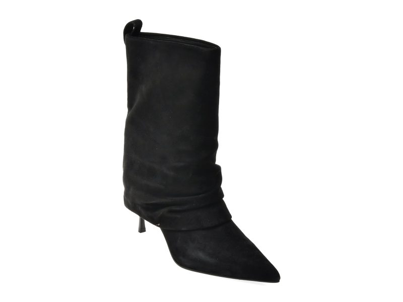 Botine elegante EPICA negre, 1701, din piele intoarsa