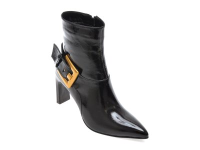 Botine elegante EPICA negre, 274087, din piele naturala lacuita