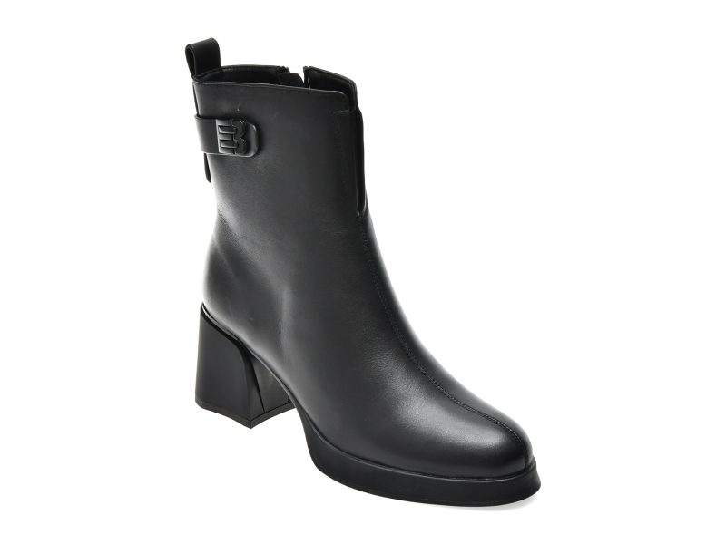 Botine EPICA negre, T1623, din piele naturala
