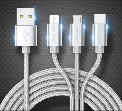 Cablu de date incarcare 3 in 1  Argintiu - Fast Charger ZR A8614
