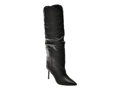 Cizme elegante EPICA negre, H676, din piele naturala