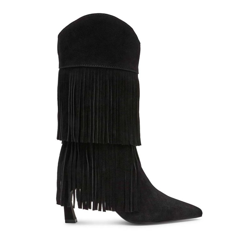 Cizme tubulare femei Steve Madden negre din piele întoarsă și textil 1462DCTorchVN