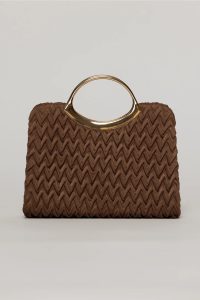 Clutch elegant maro din piele ecologica intoarsa cu design modern