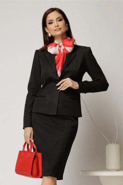 Compleu DY Fashion negru clasic din sacou si fusta office