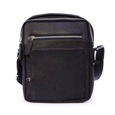 Geantă crossbody bărbați Benvenuti neagră din piele 263BGEA6044N