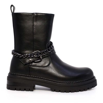 Ghete biker femei Benvenuti negre din piele și sintetic 2540DG3119N