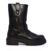 Ghete biker femei Benvenuti negre din piele și sintetic 2540DG3123N