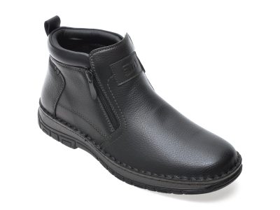 Ghete BITE THE BULLET negre, K220, din piele naturala