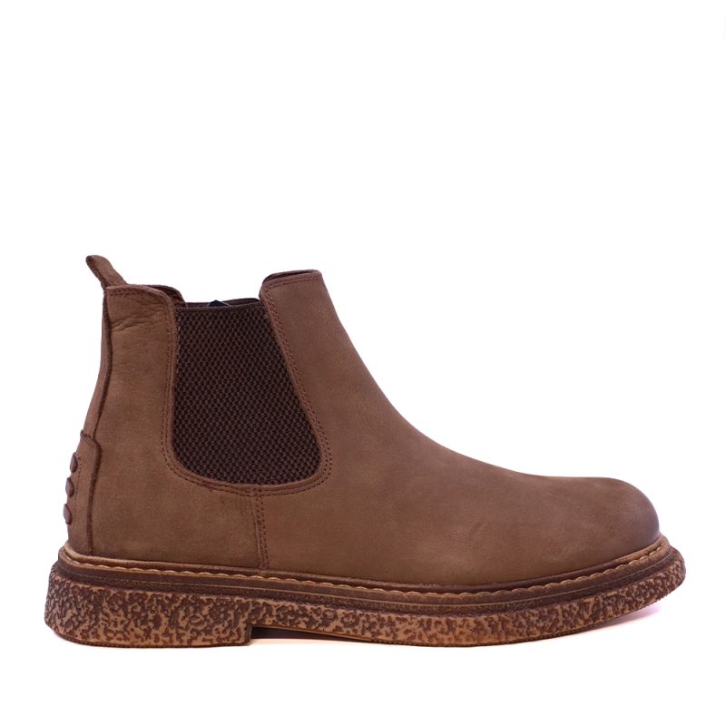 Ghete chelsea bărbați Luca di Gioia taupe din piele și textil 2302BG66771NTA