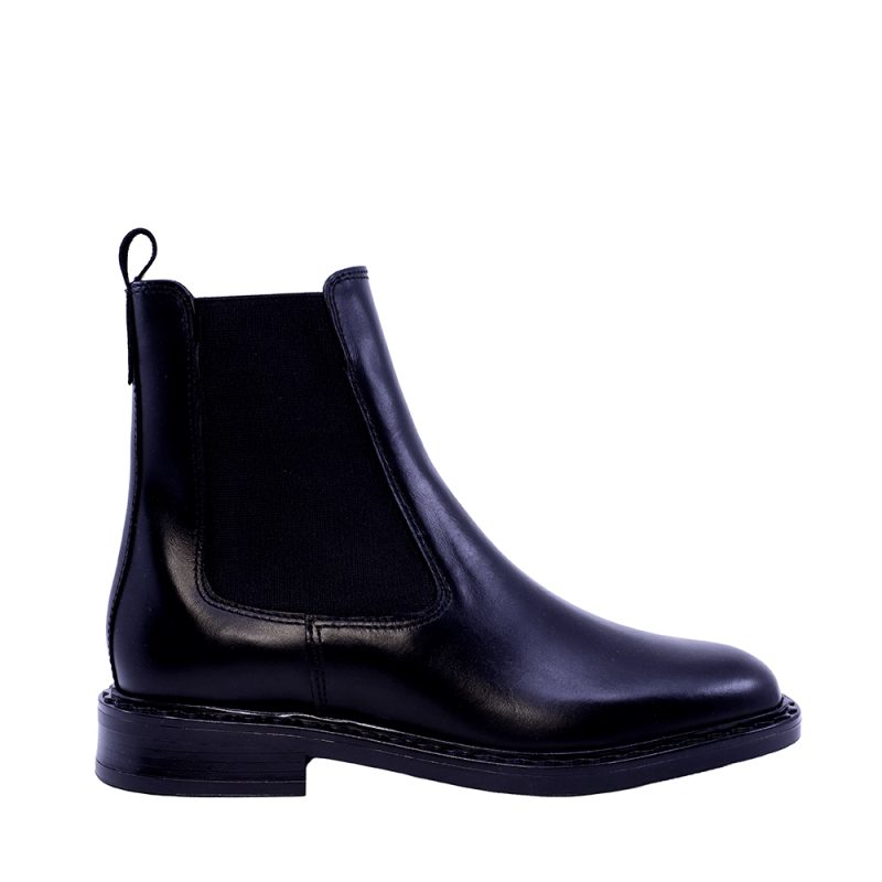 Ghete chelsea femei Benvenuti negre din piele si textil 682dg25817n