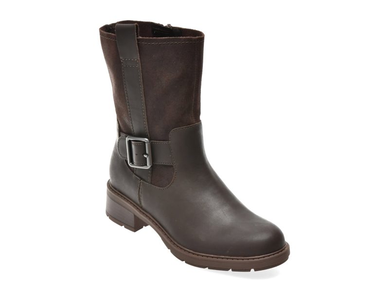 Ghete CLARKS maro, HEARTH MID, din piele naturala
