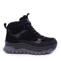 Ghete cu șiret femei Benvenuti negre din piele 1992dg5063vn