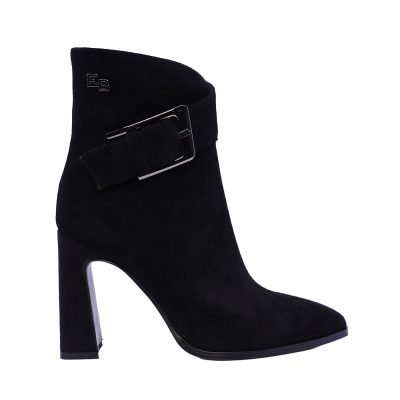 Ghete cu toc înalt femei Enzo Bertini Premium Collection negre din piele întoarsă 1122DGAMBRAVN