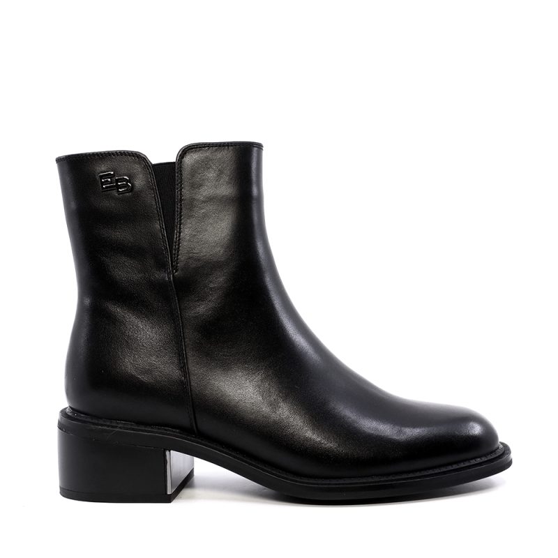 Ghete cu toc mic femei Enzo Bertini negre din piele  1120DG2646N
