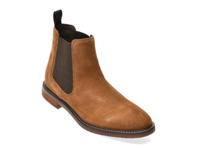 Ghete elegante CLARKS maro, JAXEN EASY, din piele intoarsa