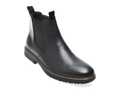 Ghete elegante RIEKER negre, 33180, din piele naturala