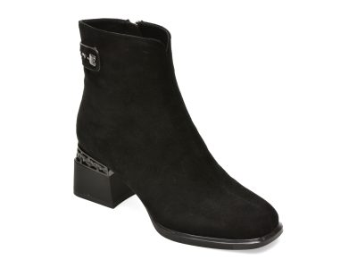 Ghete EPICA negre, RA2863, din piele intoarsa
