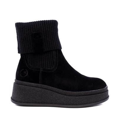 Ghete femei Benvenuti negre din material textil și piele întoarsă 1200DG25239VN