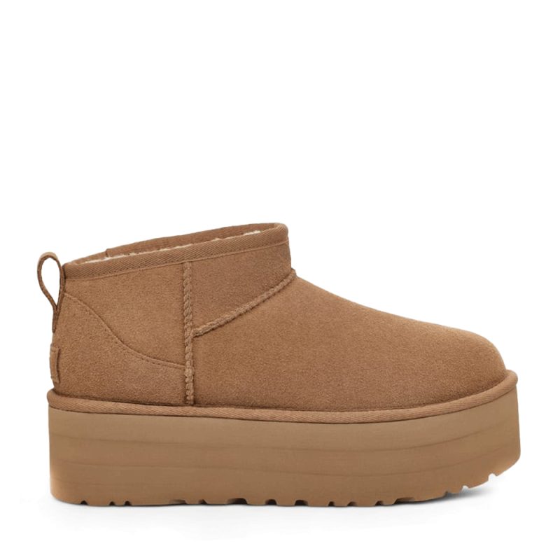 Ghete femei UGG Classic Ultra Mini Platform Chestnut din piele întoarsă 2390dg1135092vco