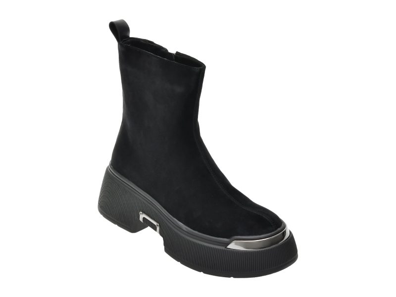Ghete FLAVIA PASSINI negre, TD206, din piele intoarsa