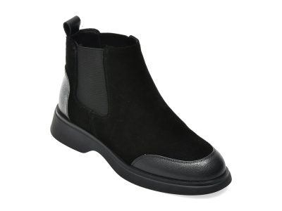 Ghete IMAGE negre, T1519, din piele intoarsa