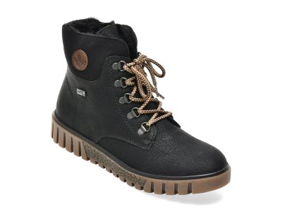 Ghete RIEKER negre, Y3433, din piele ecologica