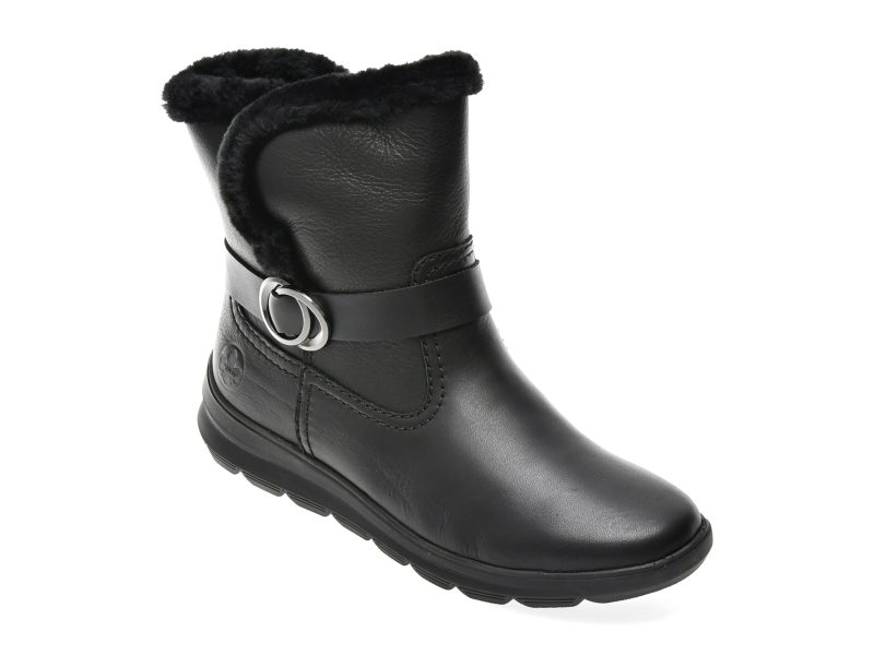 Ghete RIEKER negre, Z0081, din piele naturala