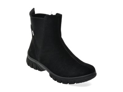 Ghete RIEKER negre, Z7269, din piele intoarsa
