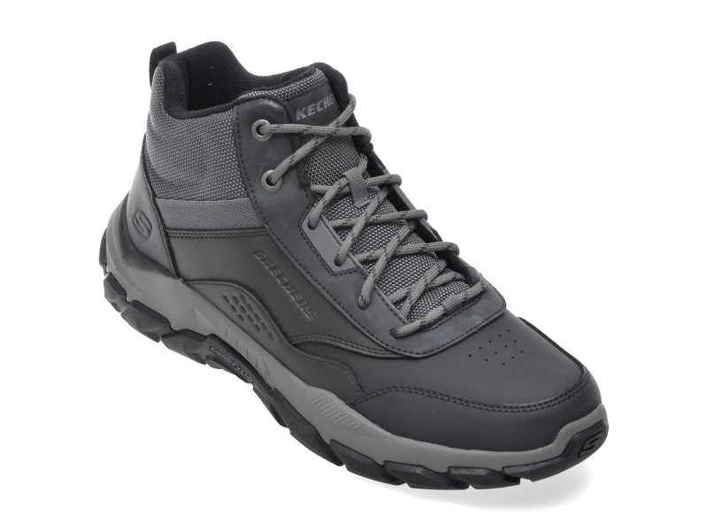Ghete SKECHERS gri, SANTORO, din piele naturala