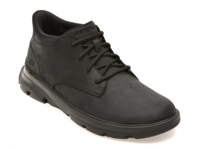 Ghete SKECHERS negre, ARCH FIT GARZA, din piele naturala