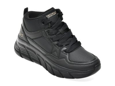 Ghete SKECHERS negre, BOBS B FLEX HI, din piele ecologica