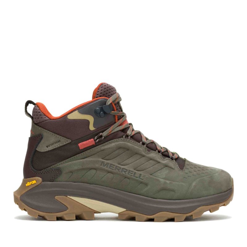 Ghete waterproof bărbați Merrell Moab Speed 2 kaki din piele 3990BGT37781KA