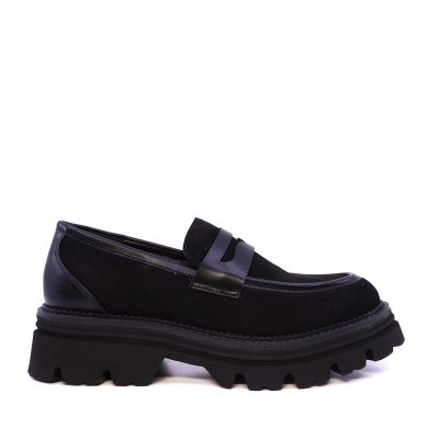 Loafers femei Benvenuti negri din piele întoarsă 3932DM3261VN