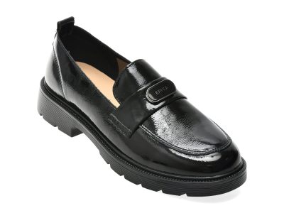 Mocasini EPICA negri, 975, din piele naturala lacuita