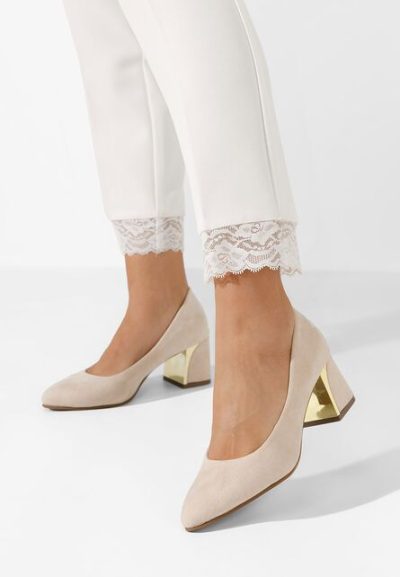 Pantofi cu toc gros bej Clarisse V2