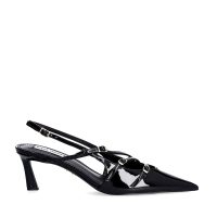 Pantofi cu toc slingback femei Steve Madden Liana negri din lac 1469ddlianaln